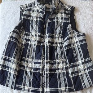 Croft & Barrow Navy and White Plaid Vest